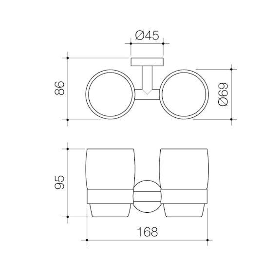 Caroma Cosmo Metal Double Tumbler Holder Chrome 305101C