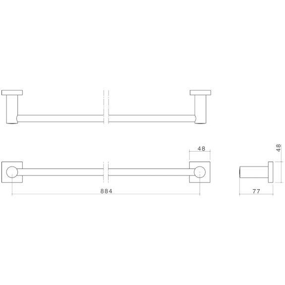 Dorf Enix Single Towel Rail 900mm Chrome 2291.04