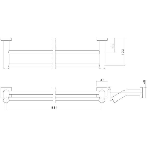 Dorf Enix Double Towel Rail 900mm Chrome 2292.04