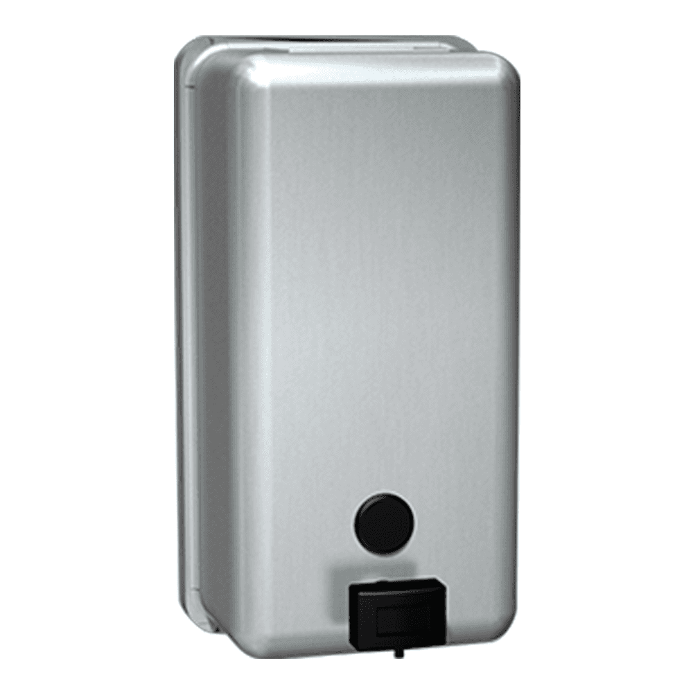 JD Macdonald Commercial Vertical Surface Mounted Liquid Soap Dispenser 1 Litre Stainless Steel