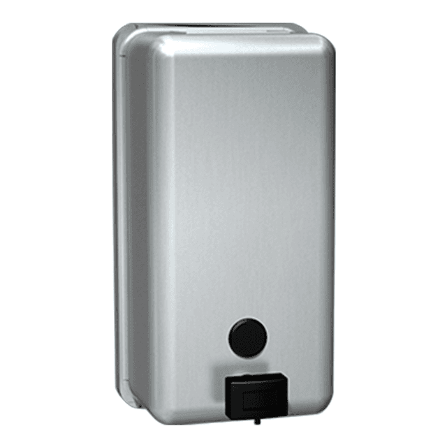 thumbnail image of JD Macdonald Commercial Vertical Surface Mounted Liquid Soap Dispenser 1 Litre Stainless Steel