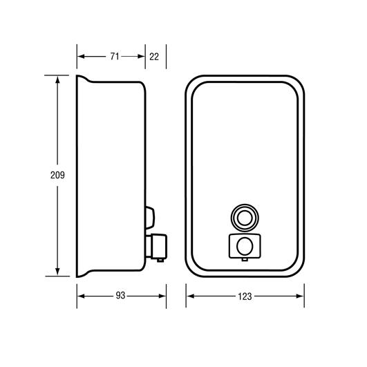 JD Macdonald Commercial Vertical Surface Mounted Liquid Soap Dispenser 1 Litre Stainless Steel