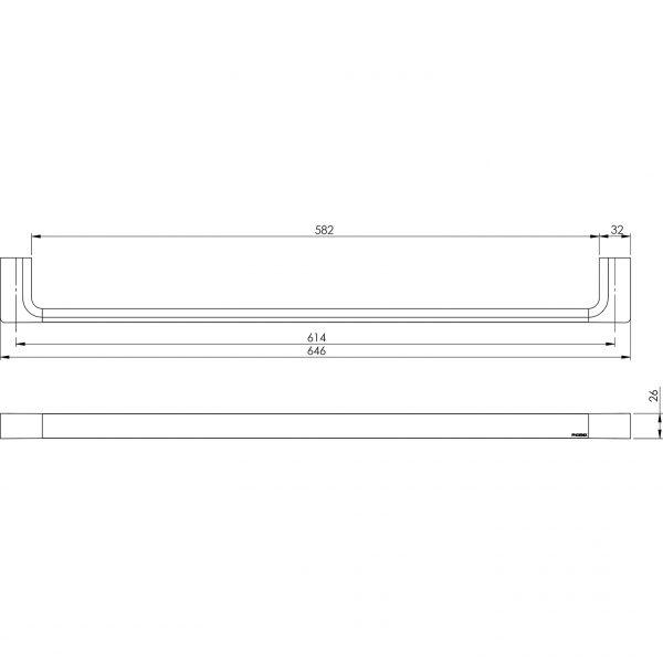 Phoenix Gloss Single Towel Rail 600 Chrome GS804