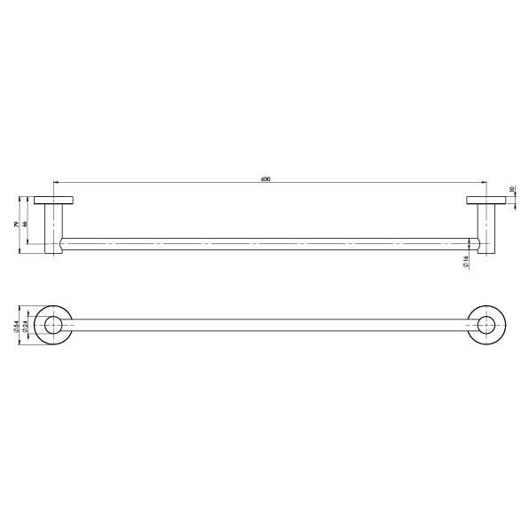 Phoenix Radii Single Towel Rail Round 600 Chrome RA804