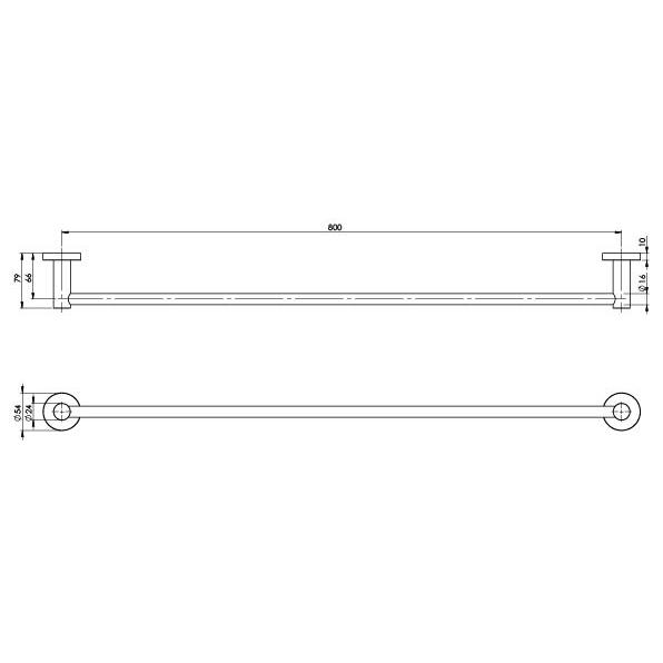 Phoenix Radii Single Towel Rail Round 800 Chrome RA803