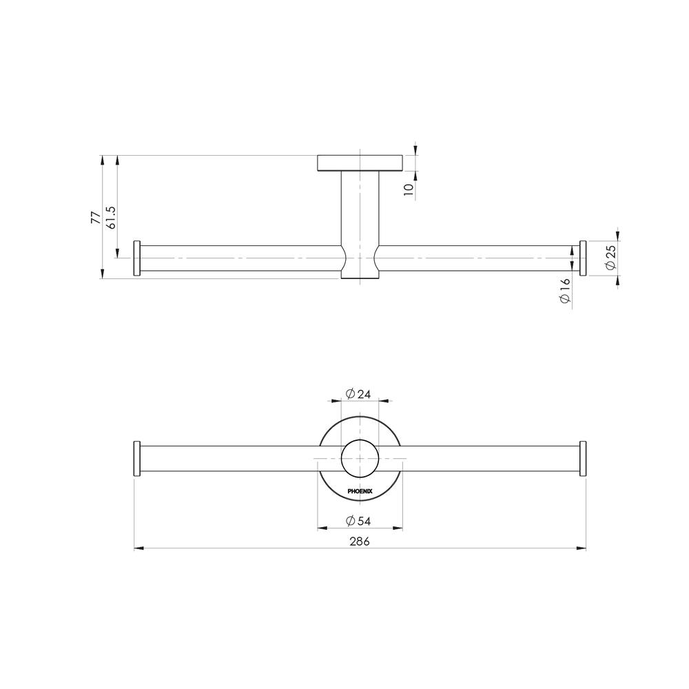 Phoenix Radii Double Toilet Roll Holder Round Chrome RA891