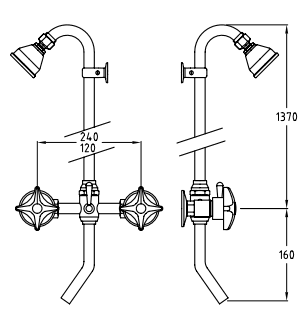 Galvin Engineering Chrome Plated Exposed Bath/Shower Assembly Back Entry Adjustable W/ 1350X45< Shower 11015