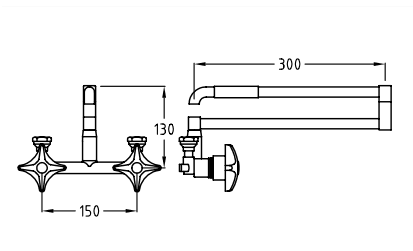 Galvin Engineering Chrome Plated Exposed Laundry Assembly Ceiling Entry Fixed W/ Folding Arm 11056