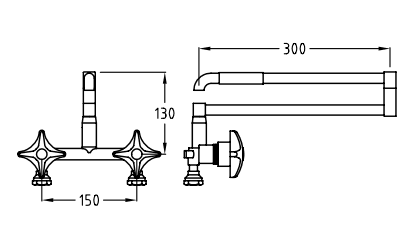 Galvin Engineering Chrome Plated Exposed Laundry Assembly Side Entry Fixed W/ Folding Arm 11064