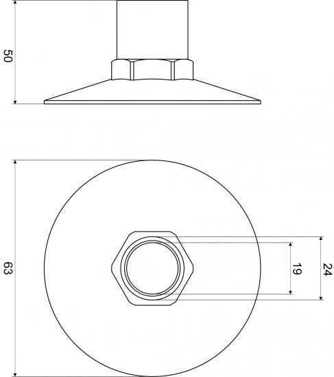 Bib Extension Flanged 15mm FI BSP x 50mm Brass