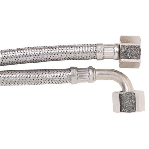 Flexi Stainless Steel Bent Water Connector With Pex Core F&F 15mm FI BSP x 300mm