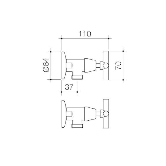 Caroma Coolibah Cross Washing Machine Taps Chrome 90330C