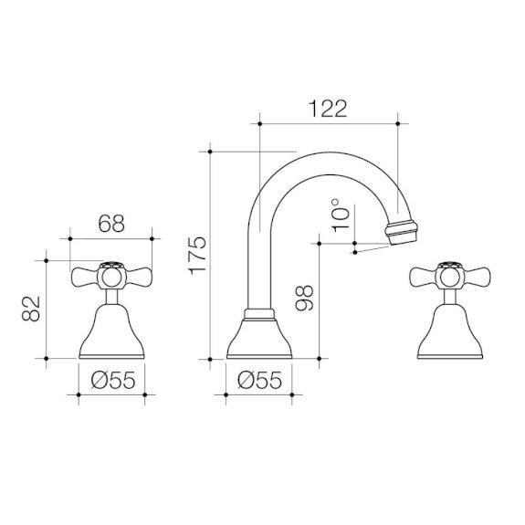 Dorf Eltoro Wall Top Assemblies Chrome 2663.04