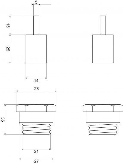 Pair Top Brass Spindle Extension 25mm Jumper Valve