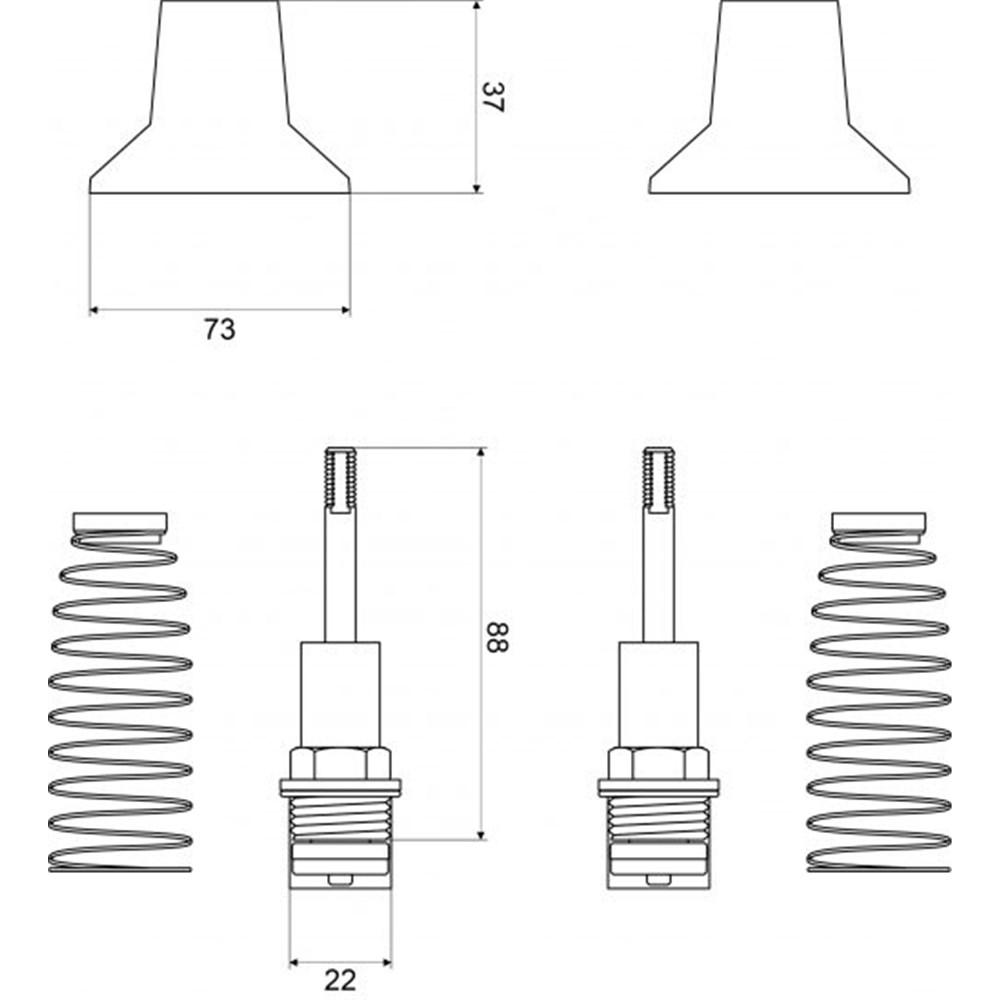 Pair Economy FS Wall Top Assy Chrome Plated