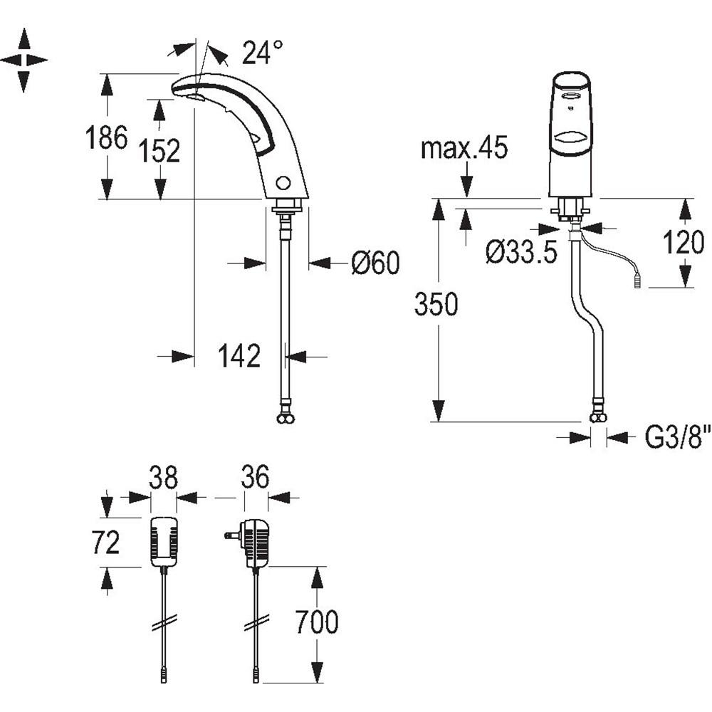 GE Conti Electronic IQ A20 IR Hob Basin Tap Without Temp Mixer - Battery Powered Chrome TZ-A20SB