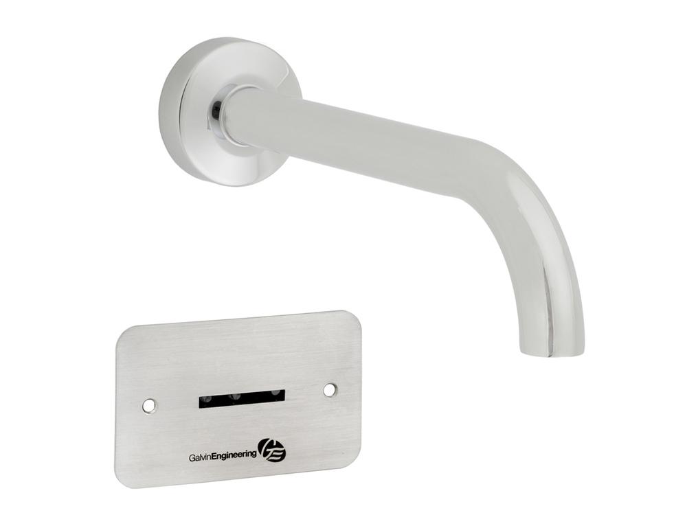 GE Flowmatic Concealed Sensor Asembly With Face Plate & CliniLever Fixed Wall Outlet 225mm Stainless Steel TZ-FLOWTAPC225