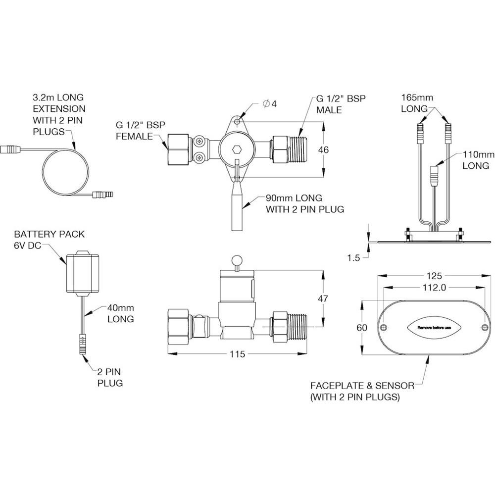 GE Flowmatic Wave On Activated Concealed Sensor Assembly With Solenoid 6V - Battery Powered TZ-IQWAVEB