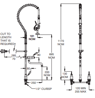 GE Ezy-Wash Type-82 Hob Mounted Concealed Basin Tap Mixing Pre-Rinse Unit With Pot Filler Chrome TF82HJP