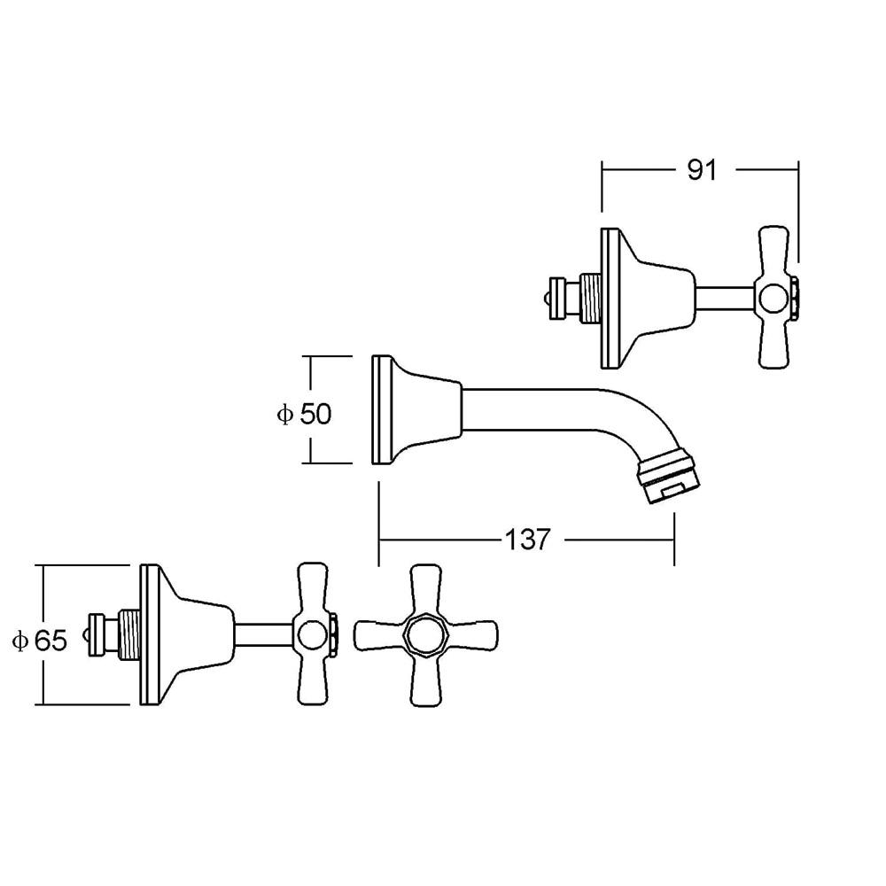 Enhance Wall Bath Set Chrome PJ252CC