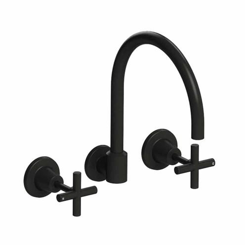 Harmony Meno Cross Swivel Wall Sink Set Matte Black MT0815B