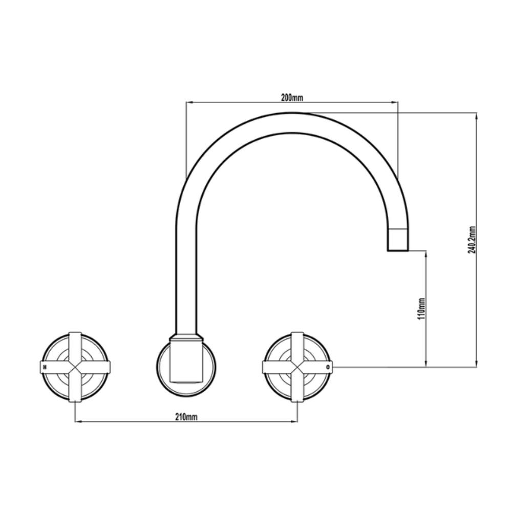 Harmony Meno Cross Swivel Wall Sink Set Matte Black MT0815B