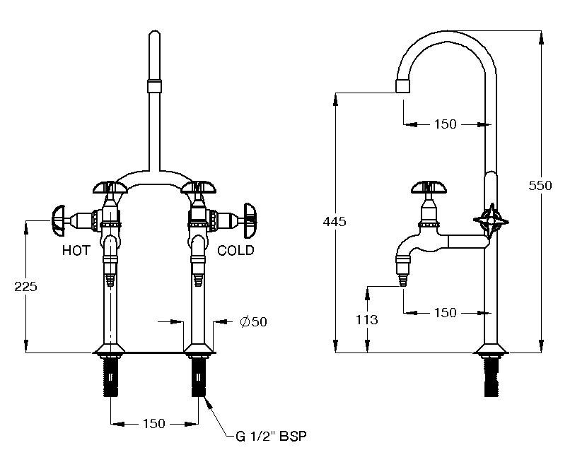 GalvinLab Type-14 Fixed Lab Mixing Unit With No.1 Aerator & No.16XT Tube Nozzles Chrome TL14FJ1-16C