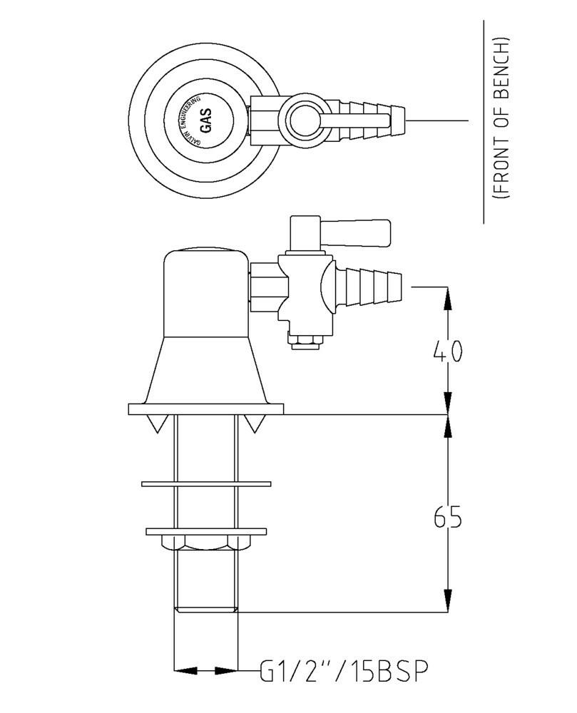 GalvinLab Type-37 One Way Straight Lab Gas Turret Chrome TG37C