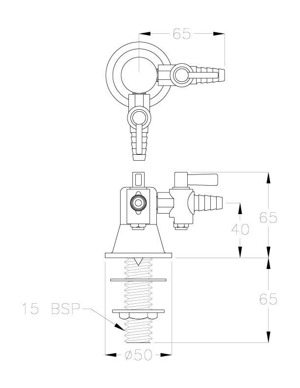 GalvinLab Type-40 Two Way Straight Lab Gas Turret 90 Degree Chrome TG40C