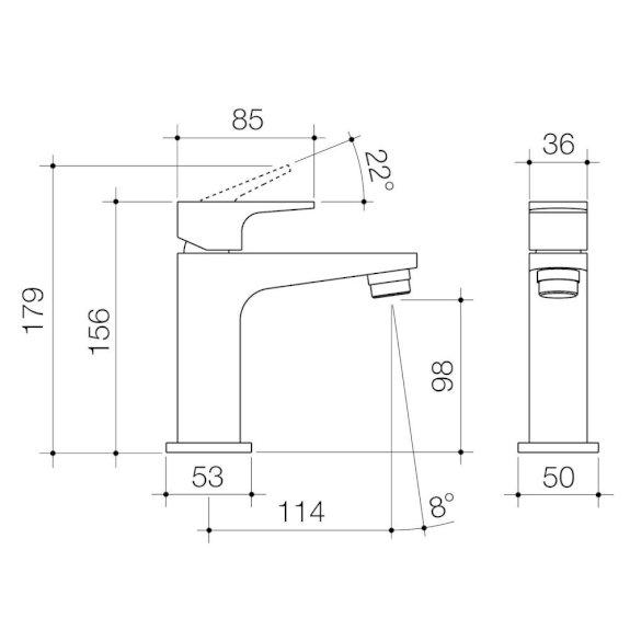 Caroma Track Mini Basin Mixer Chrome 90216C6A