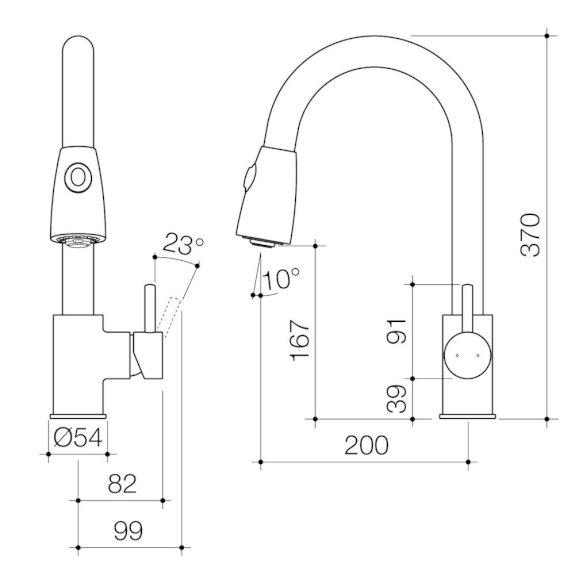 Caroma Husk Pull Out Sink Mixer Chrome 91102C4A OBS