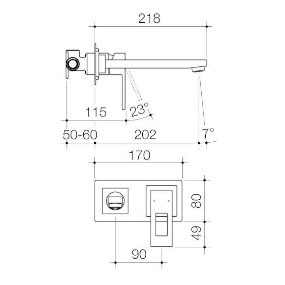 Caroma Quatro Wall Basin Mixer Chrome 90702C6A OBS