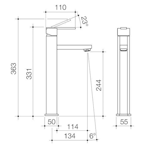 Caroma Saracom Tower Basin Mixer Chrome 98039C5A