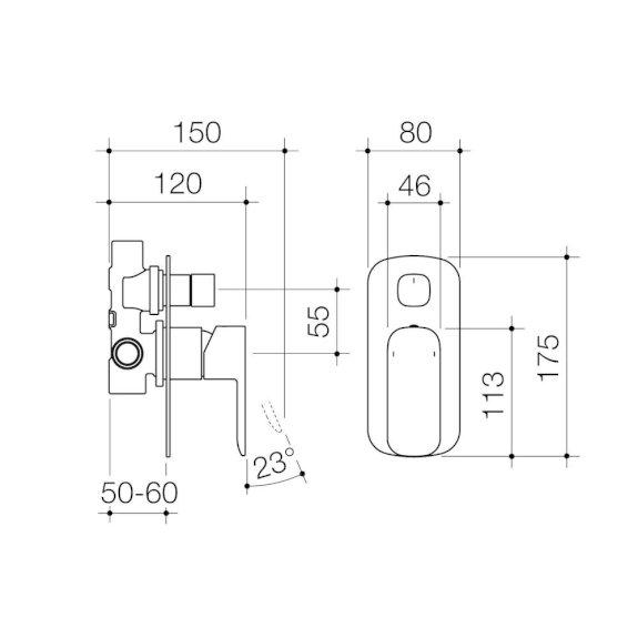 Caroma Contura Bath Shower Mixer Trim Kit Chrome 99582C