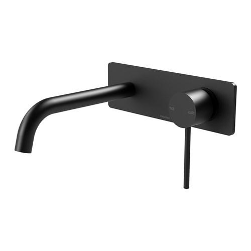 Phoenix Vivid Slimline Standard Wall Basin Mixer 180 Curved Matte Black VS785MB