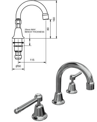 Ram Dorset Lever Basin Set DLCDBSAGCP