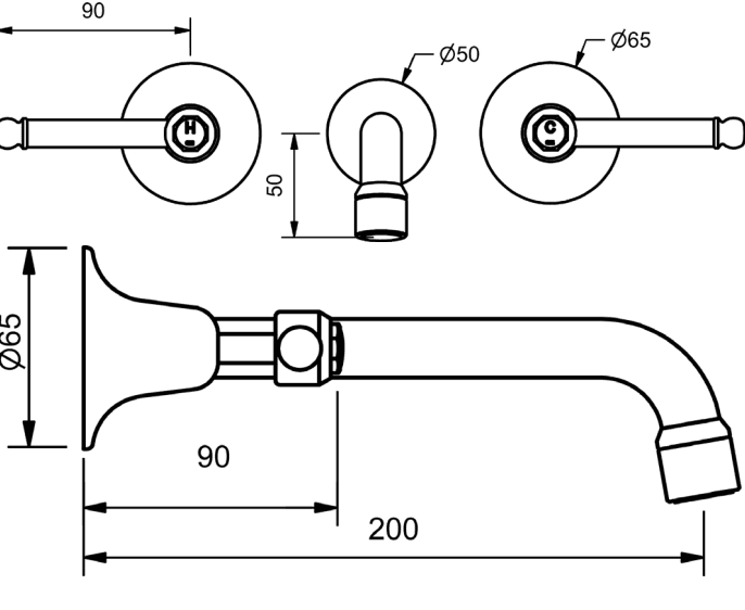 Ram Dorset Lever Bath Set DLCDBHSCP