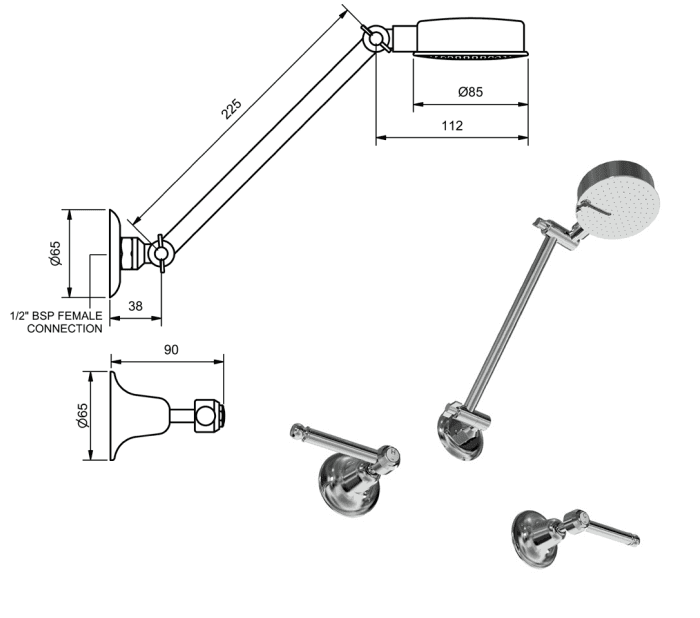 Ram Dorset Lever Shower Set DLCDSHSCP