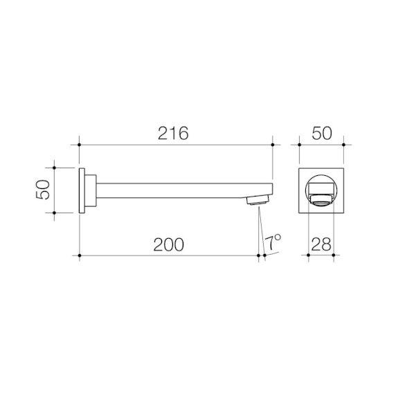 Caroma Quatro Fixed Wall Mounted Basin Outlet 200mm Chrome 90708C6A