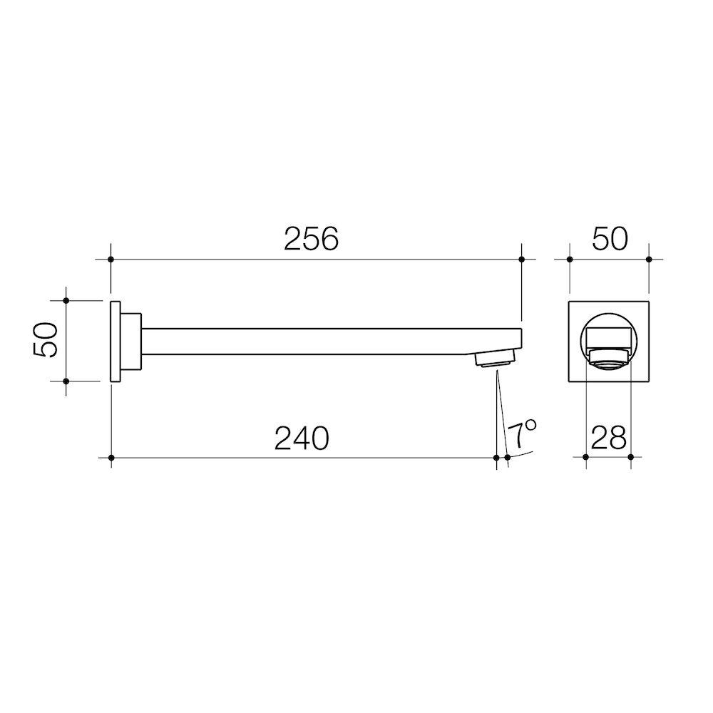 Caroma Quatro Fixed Wall Mounted Basin Outlet 240mm Chrome 90709C