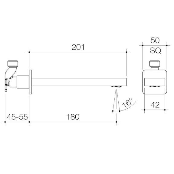 Dorf Epic Fixed Wall Mounted Basin Outlet 180mm Chrome 6418.045A