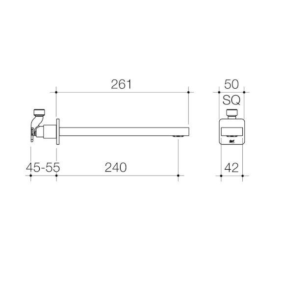 Dorf Epic Fixed Wall Mounted Bath Outlet 240mm Chrome 6408.04