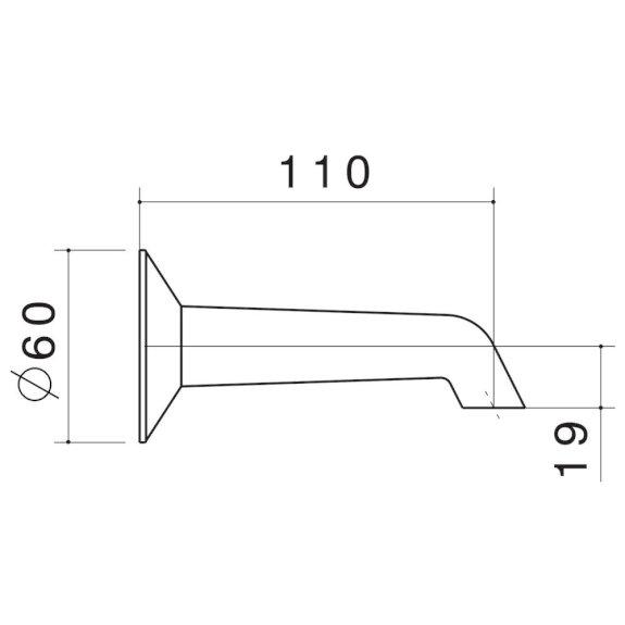 Caroma Pin Fixed Wall Mounted Bath Outlet 215mm Chrome 872574C