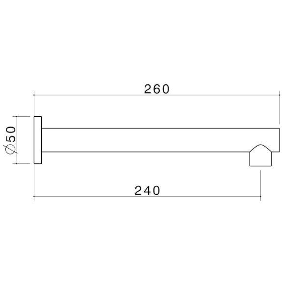 Caroma Titan Fixed Wall Mounted Basin Outlet 200mm 304 Stainless Steel 99004SS5A