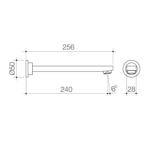 Caroma Titan Fixed Wall Mounted Bath Outlet 240mm 304 Stainless Steel 99005SS