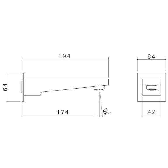 Caroma Luna Fixed Wall Mounted Basin / Bath Spout 206mm Chrome 68187C6A