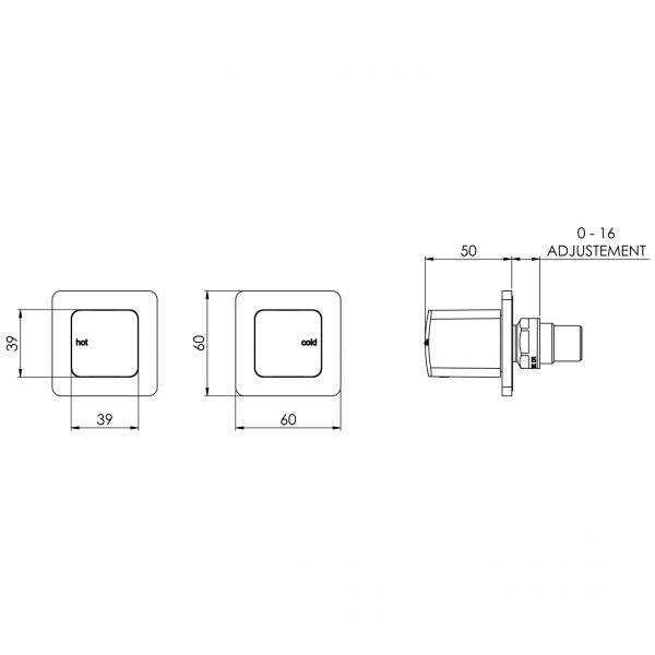 Phoenix Rush Wall Top Assemblies Pair Chrome RU060 CHR