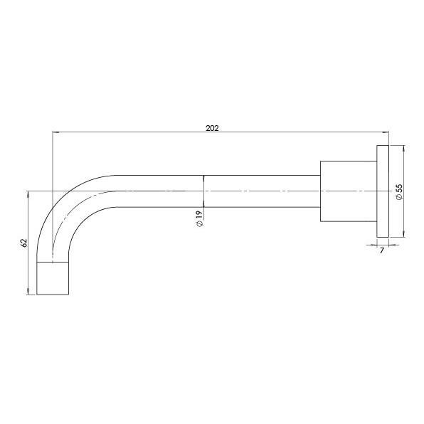 Phoenix Radii Fixed Wall Mounted Bath Outlet 200mm Chrome RA071 CHR