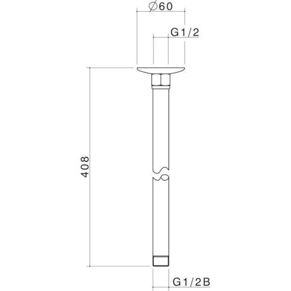 Caroma Liano Nexus Vertical Shower Arm 410mm Chrome 2466.04