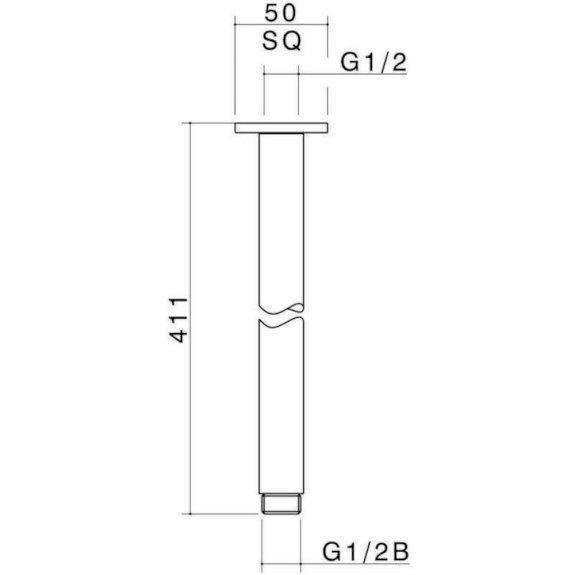 Dorf Epic Fixed Ceiling Shower Arm Only 400mm Chrome 6394.04